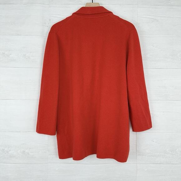 J.Crew Sophie Sweater Blazer Women L Red Open Front Merino Wool Blend Preppy - Picture 8 of 16
